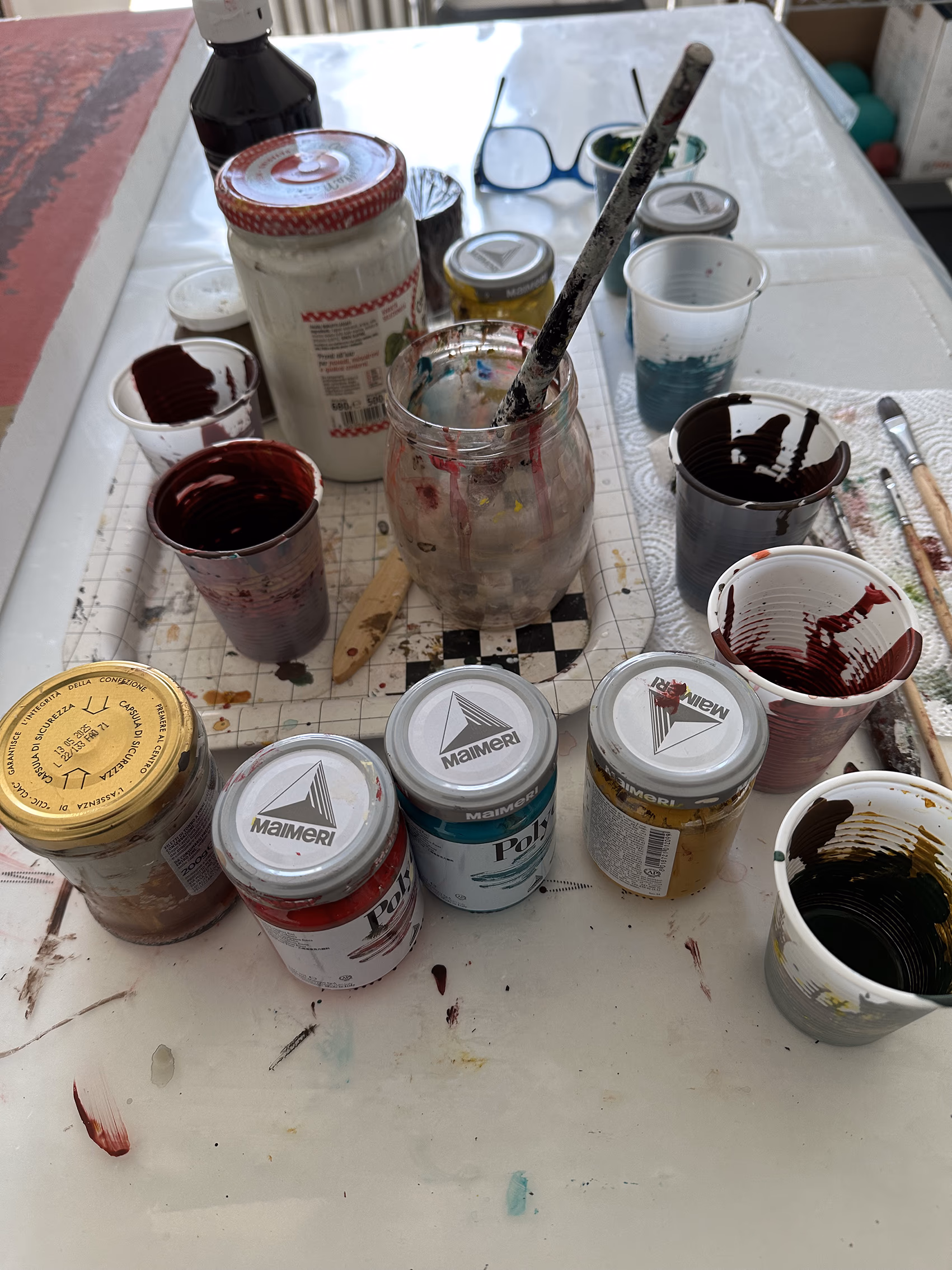 A large work in the artist’s studio.